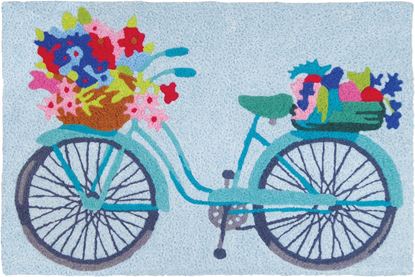 Jellybean Flower Basket On Bicycle Garden Decor 21 x 33 in Washable Accent Rug