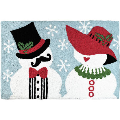 Mr & Mrs Snowman Jellybean Holiday Accent Rug