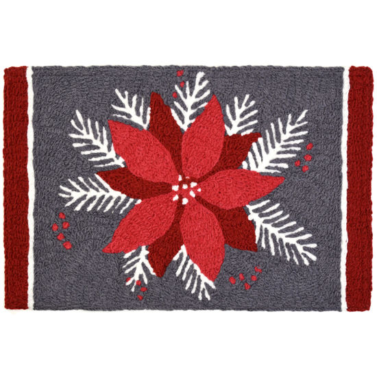 Picture of Poinsettias on Gray Jellybean Rug®
