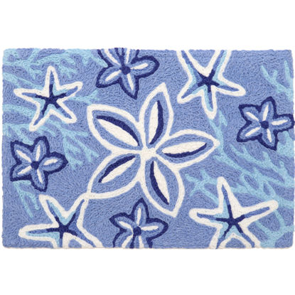 Picture of Blue Painted Starfish and Coral Jellybean® Accent Rug