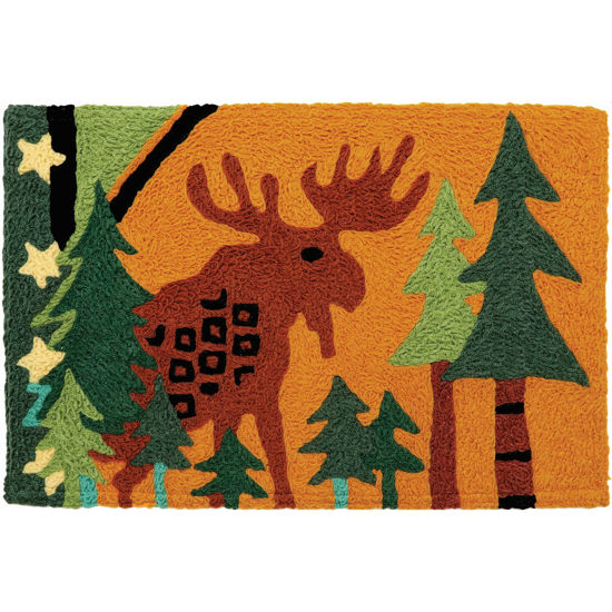 Picture of Moose in Pine Forest Jellybean® Rug