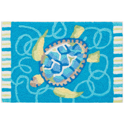 Picture of Blue Turtle & Swirls Machine Washable Jellybean® Accent Rug