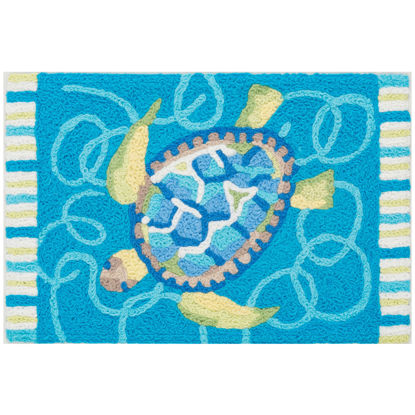 Picture of Blue Turtle & Swirls Machine Washable Jellybean® Accent Rugs