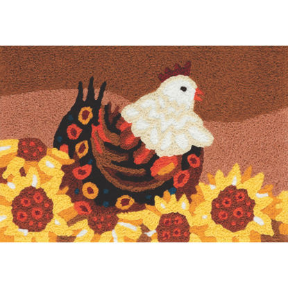 Picture of Plucky Chicken in Sunflower Machine Washable Jellybean®  Accent Rug