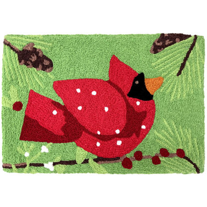 Picture of Bright Cardinal in Pine Tree Jellybean Rug - NEW
