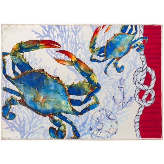 Picture of Blue Crabs Machine Washable Olivia's Home™  Accent Rug