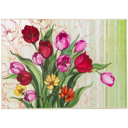 Picture of Glorious Garden Tulips Machine Washable Olivia's Home™  Accent Rug