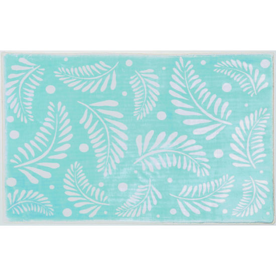 Picture of Palms on Aqua Cozy Living Rug