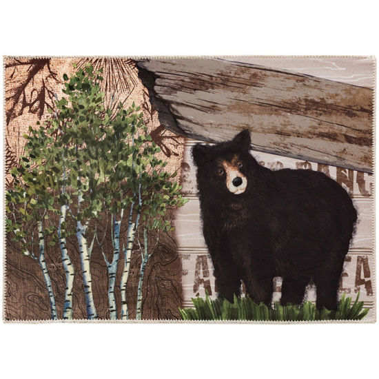 Picture of Alpine Black Bear Machine Washable Olivia's Home™  Accent Rug