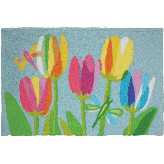 Picture of Tulips and Dragonflies Jellybean Accent Rug